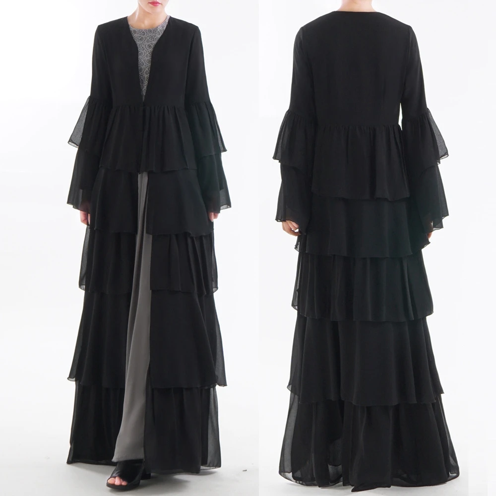 Женское длинное свободное платье кардиган Abaya шифоновое в Дубае мусульманский