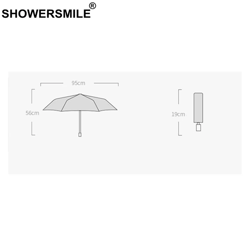 SHOWERSMILE легкий мини зонт с карманом женский принтом листьев Дамский Зонт 5 раз 190T