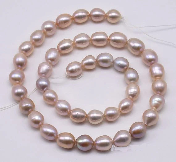 Новые 8-9 мм пресноводного жемчуга свободные бусины лаванда риса Подлинная