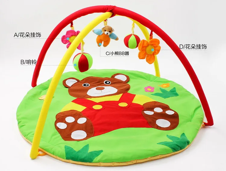 Мягкий детский игровой коврик 90 см с мультяшным медведем для спортзала и игр