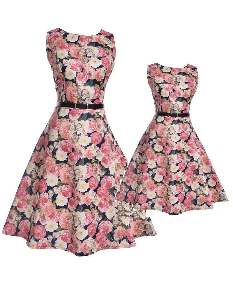 family matching clothes mother daughter dresses big sister little baby girl fashion summer clothing print floral casual | Мать и ребенок