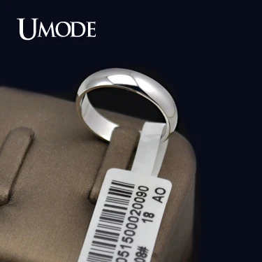 UMODE Полированные обручальные кольца с покрытием из белого золота для мужчин и