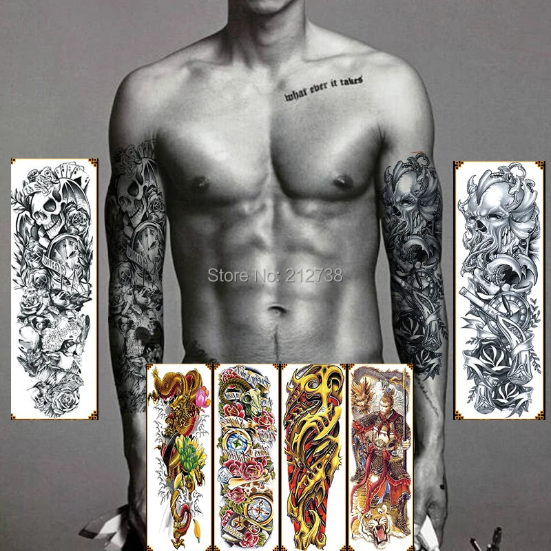 Водостойкие временные тату наклейки на всю руку большие размеры старые школьные