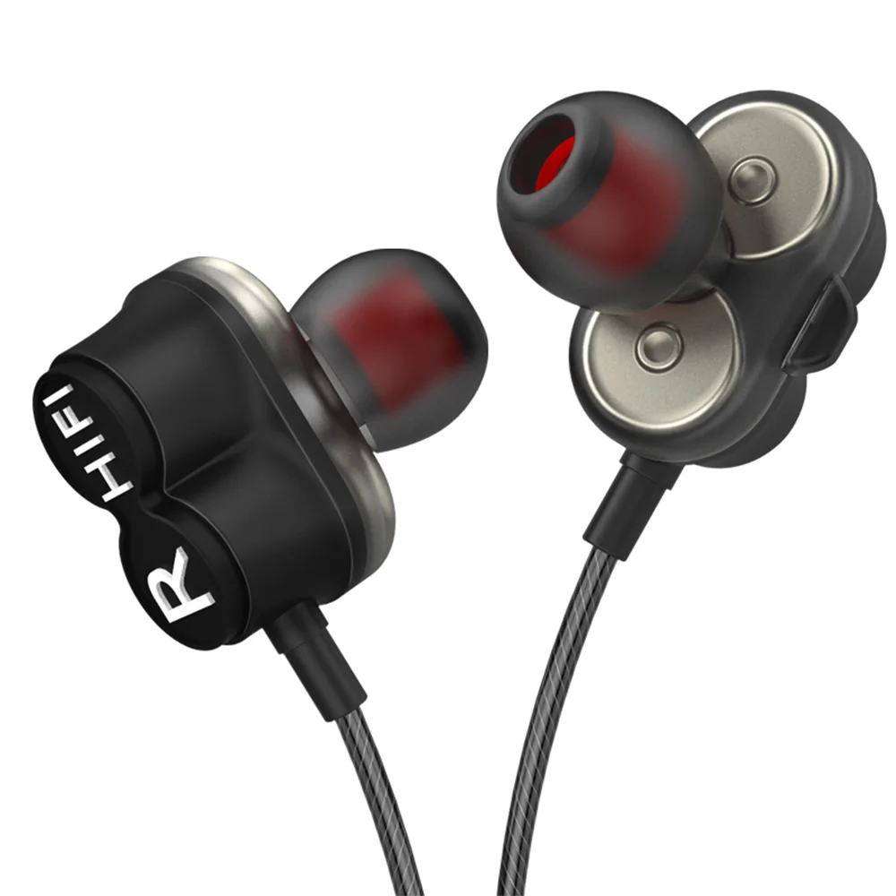 

2019 Hot Dual Drive Stereo Wired Earphone In-ear Headset Universal Subwoofer With 3.5mm Standard Jack For Tablet Phone
