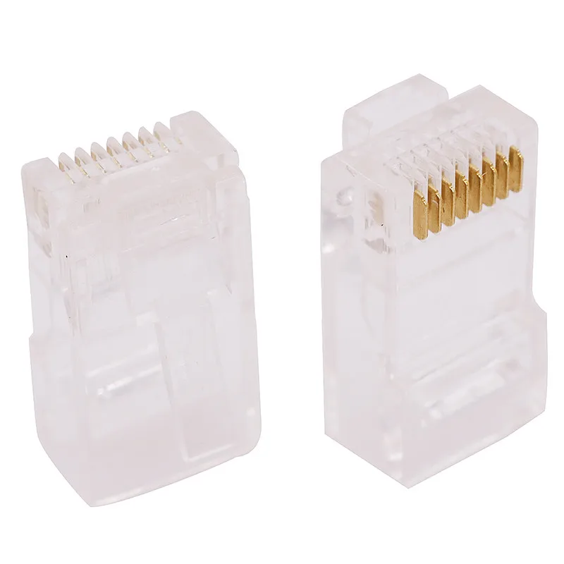 1000 шт. кристальная головка RJ45 восемь ядер 8P8C кабельный терминал прозрачный модульный разъем позолоченный сетевой разъем