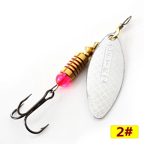 sliver2 FTK 1 шт. 1#2#3#4#5# Спиннер приманка с бусинами с тройными крючками для приманки для ловли щуки - Цвет: sliver2
