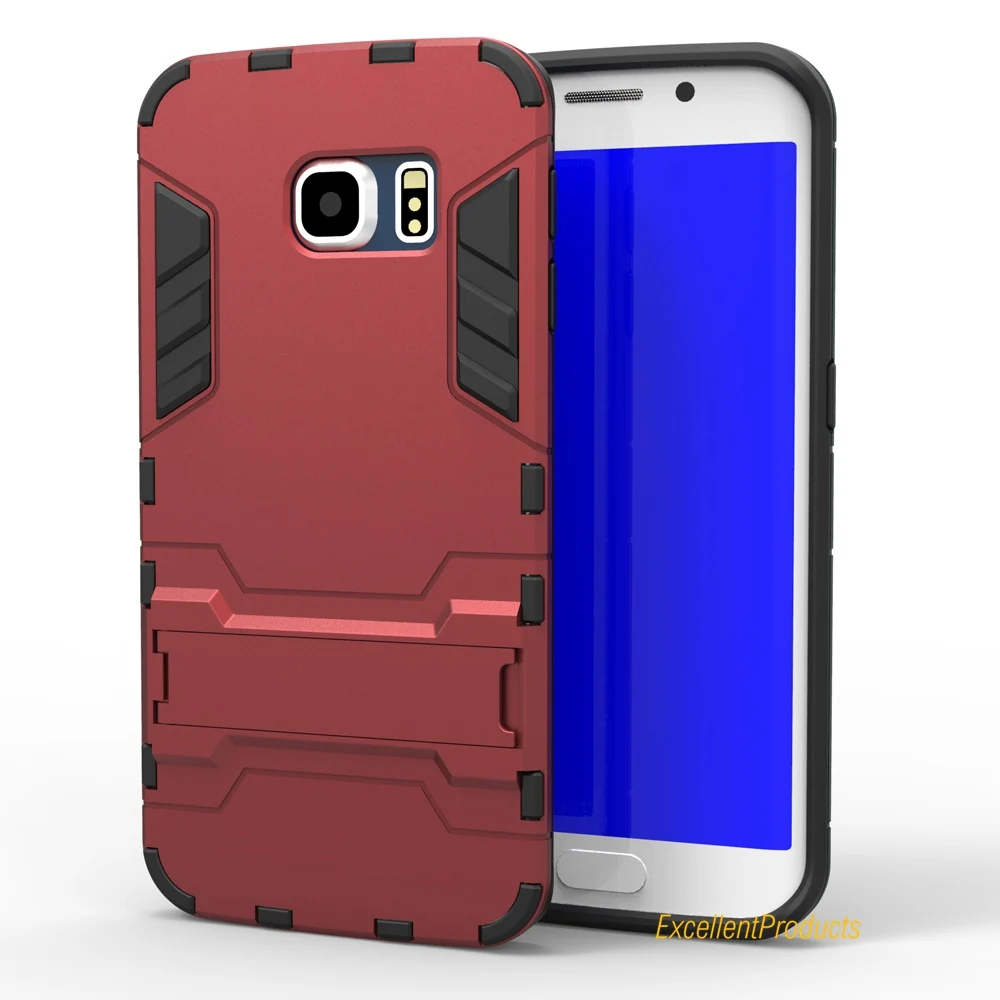 For Samsung S6 Edge Heavy Duty Hybrid Armor PC + TPU samsung galaxy s 6 edge Case Cover With Holder samsun shell | Мобильные