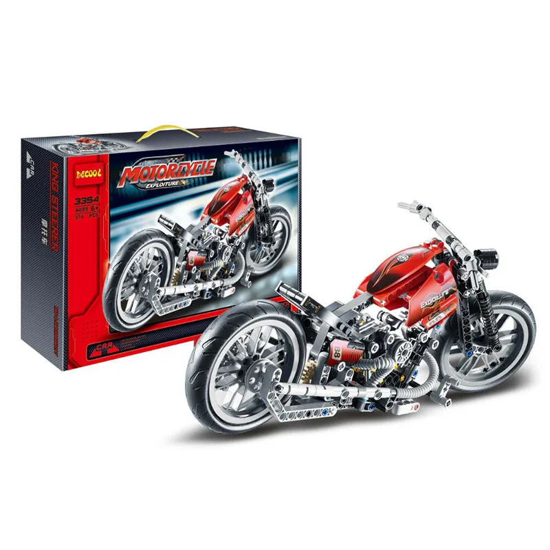 3354 378 шт Technic мотоцикл Decool 3354 Technik скоростной гоночный мотоцикл Harey Набор строительных блоков Кирпичи DIY игрушки - Цвет: 3354