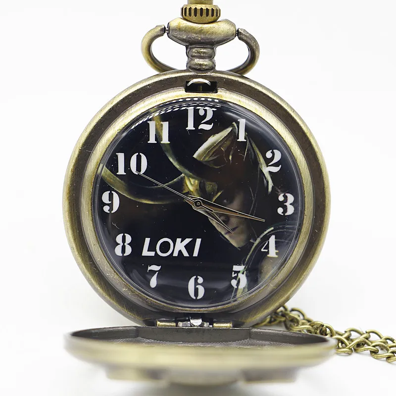 Vintage Bronze The Avengers Loki Hollow Quartz Pocket Watch Analog Pendant Necklace Gift PB581 | Наручные часы