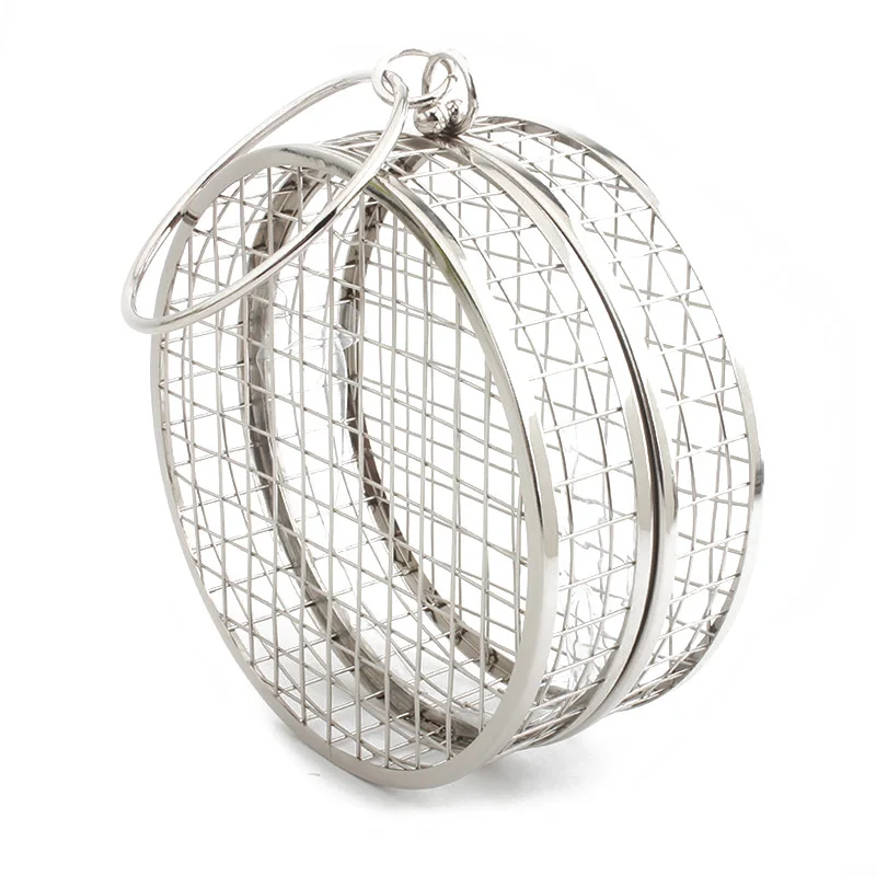 Серебристый Bolsa feminina, роскошные сумки, женские сумки, Дизайнерские Сумочки для женщин,, для свадебной вечеринки, круглые, металлические, полые, золотые, серебряные, сумки - Цвет: Серебристый