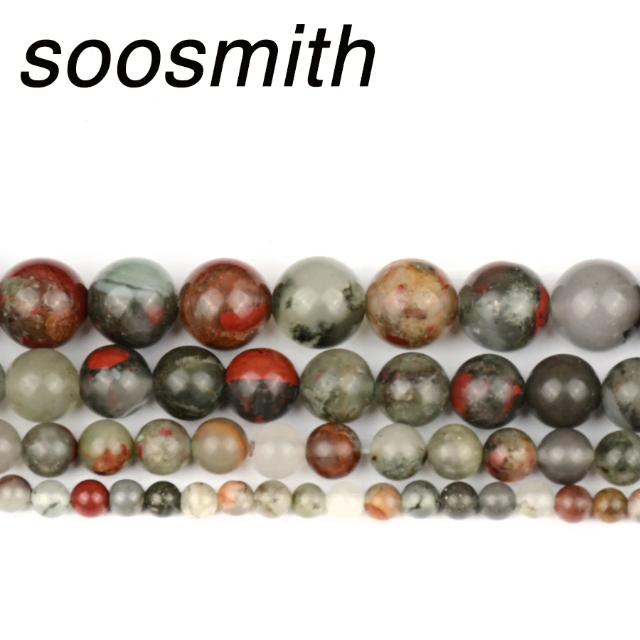 Soosmith Натуральный Камень Бисер Bloodstone Шарм Свободные Spacer Бусины для
