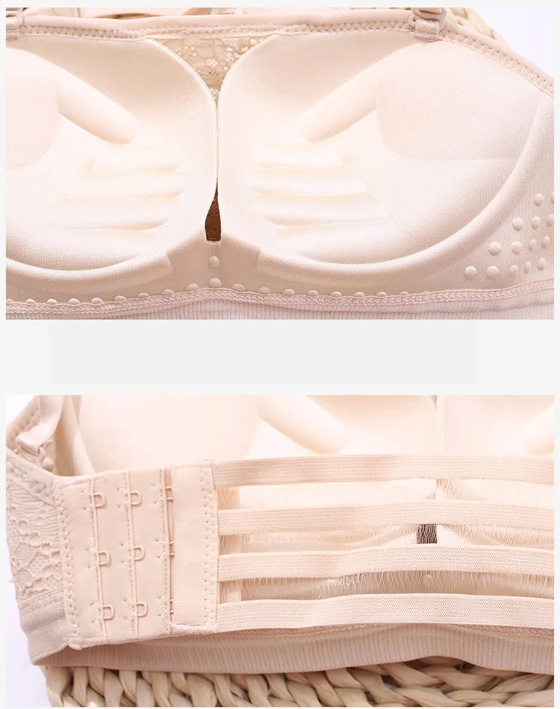 Бюстгальтер пуш-ап кружевной без бретелек с открытой спиной