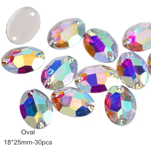 Oval 18x25mm Смола всех форм кристалл AB смолы Круглые пришивные стразы с плоским основанием пришивные стразы для одежды B3688 - Цвет: Oval 18x25mm
