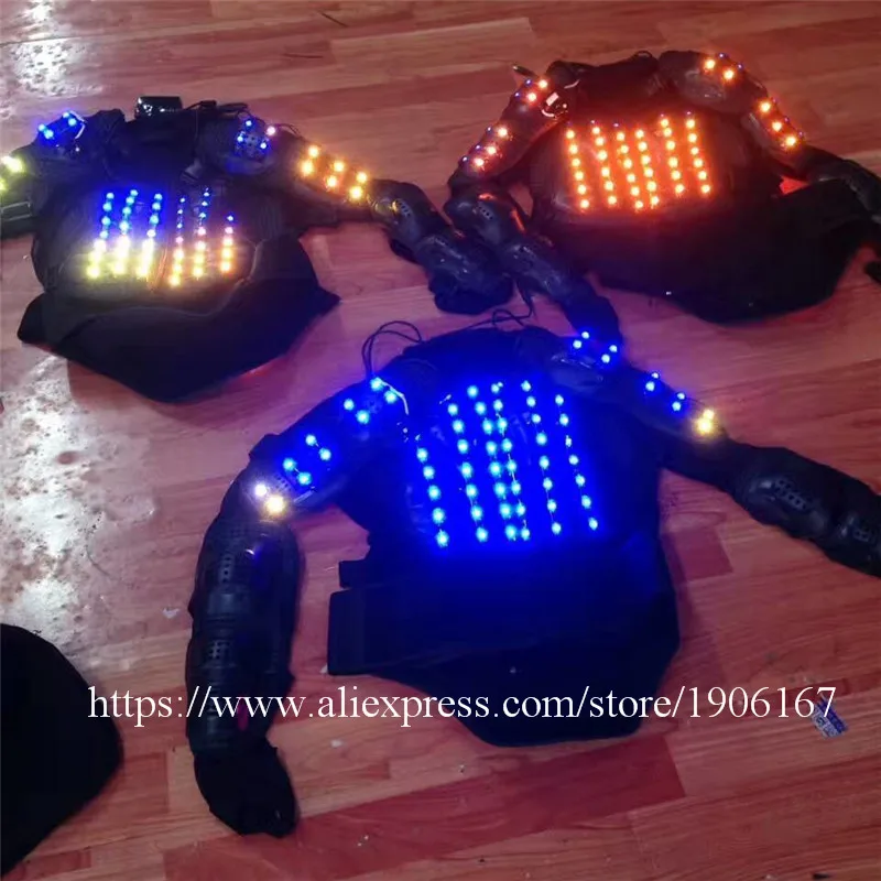 Яркий бальный костюм RGB со светодиодной подсветкой светящийся робота Одежда для