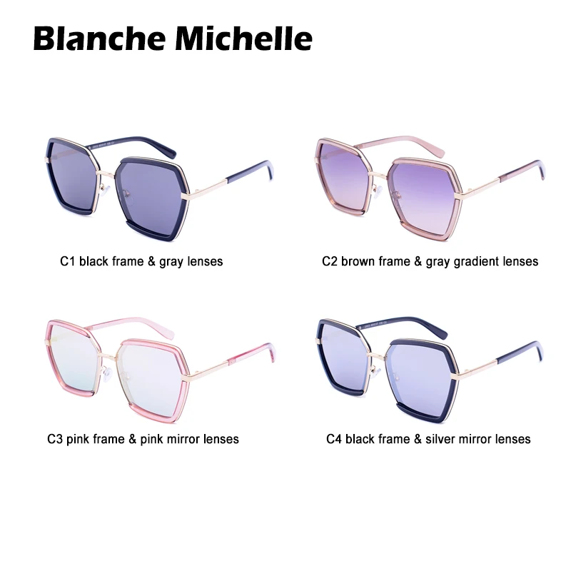 

Blanche Michelle Brand Square Sunglasses Women Polarized UV400 oculos Mirror Sun Glasses For Female gafas de sol mujer With Box