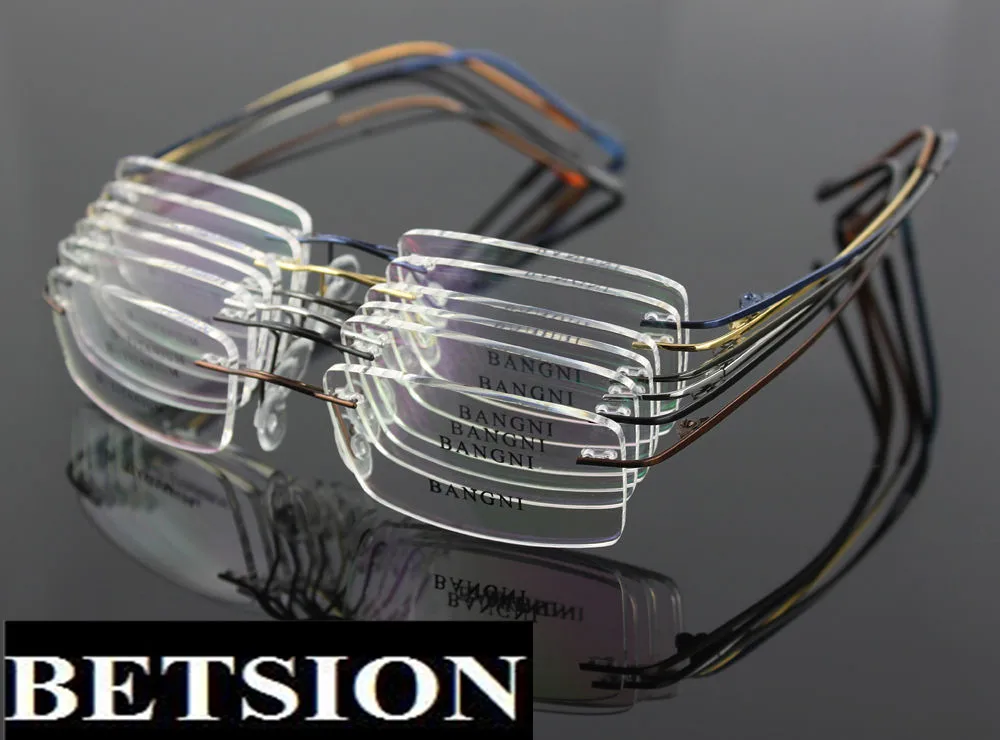 Оправа для очков без оправы из чистого титана очки с петлями мужчин и женщин Rx