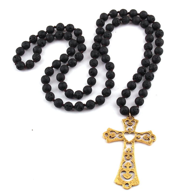 Бесплатная доставка модные ожерелья с подвеской из черной лавы|cross pendant necklace|fashion