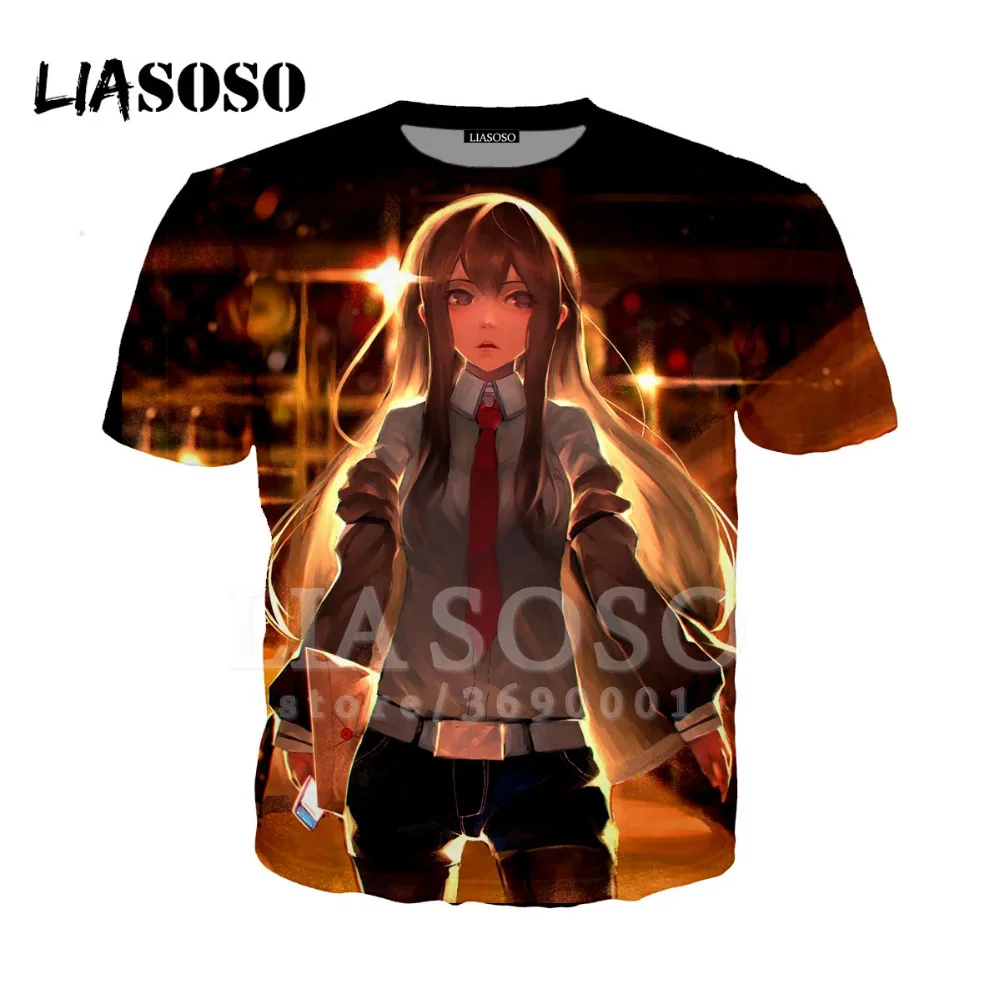 Женская и мужская футболка с 3D принтом LIASOSO Steins Gate Okabe Rintarou Makise Kurisu летняя в стиле