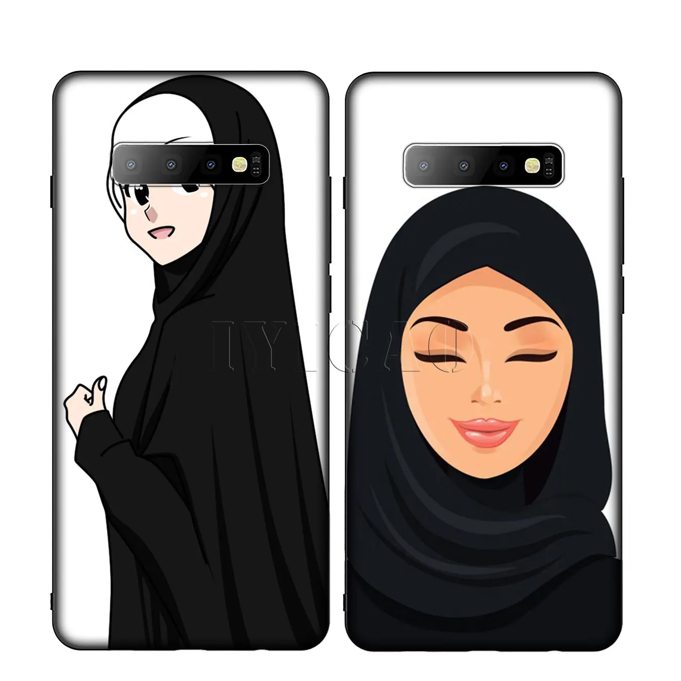 IYICAO Muslim Islamic Black Cartoon Girl Silicone Soft Phone Case for Samsung Galaxy S10 S9 S8 Plus S6 S7 Edge S10e E Cover |