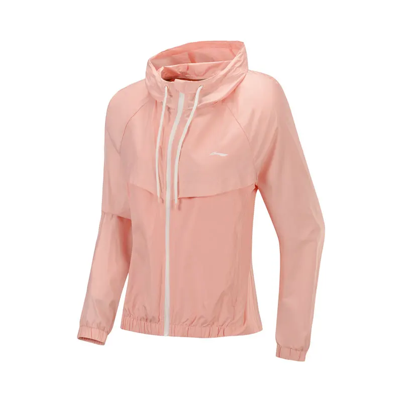 Женская спортивная куртка Li Ning свободная дышащая из полиэстера с капюшоном и