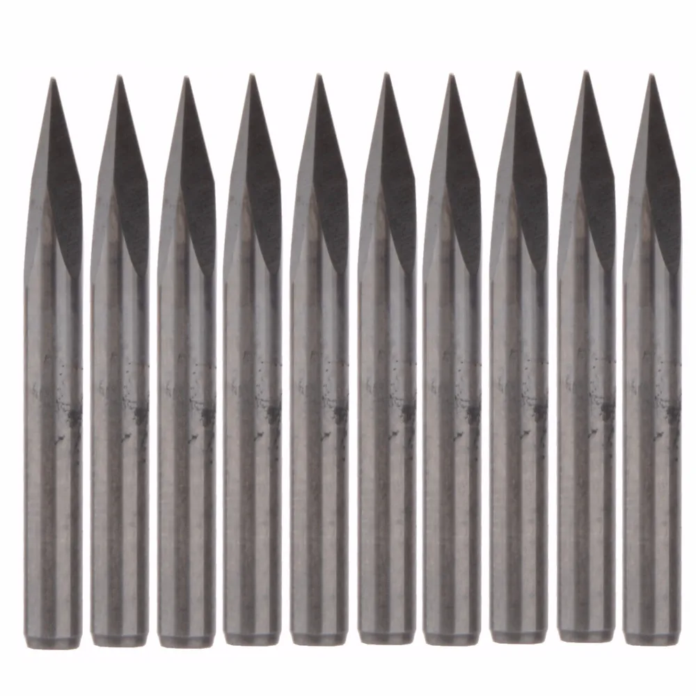 

10Pcs Carbide Steel 25 Degree 1/8" Router Pyramid Engraving Bits CNC Machinery 0.3mm