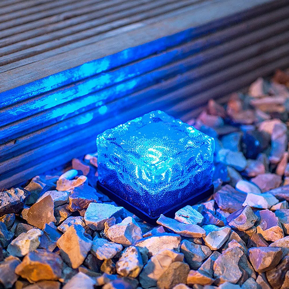 Goede 4 Sets/partij Waterdichte Solar Power LED Grond Kristal Glas Ijs Baksteen Vorm Outdoor Yard Garden Deck Road Lamp Licht