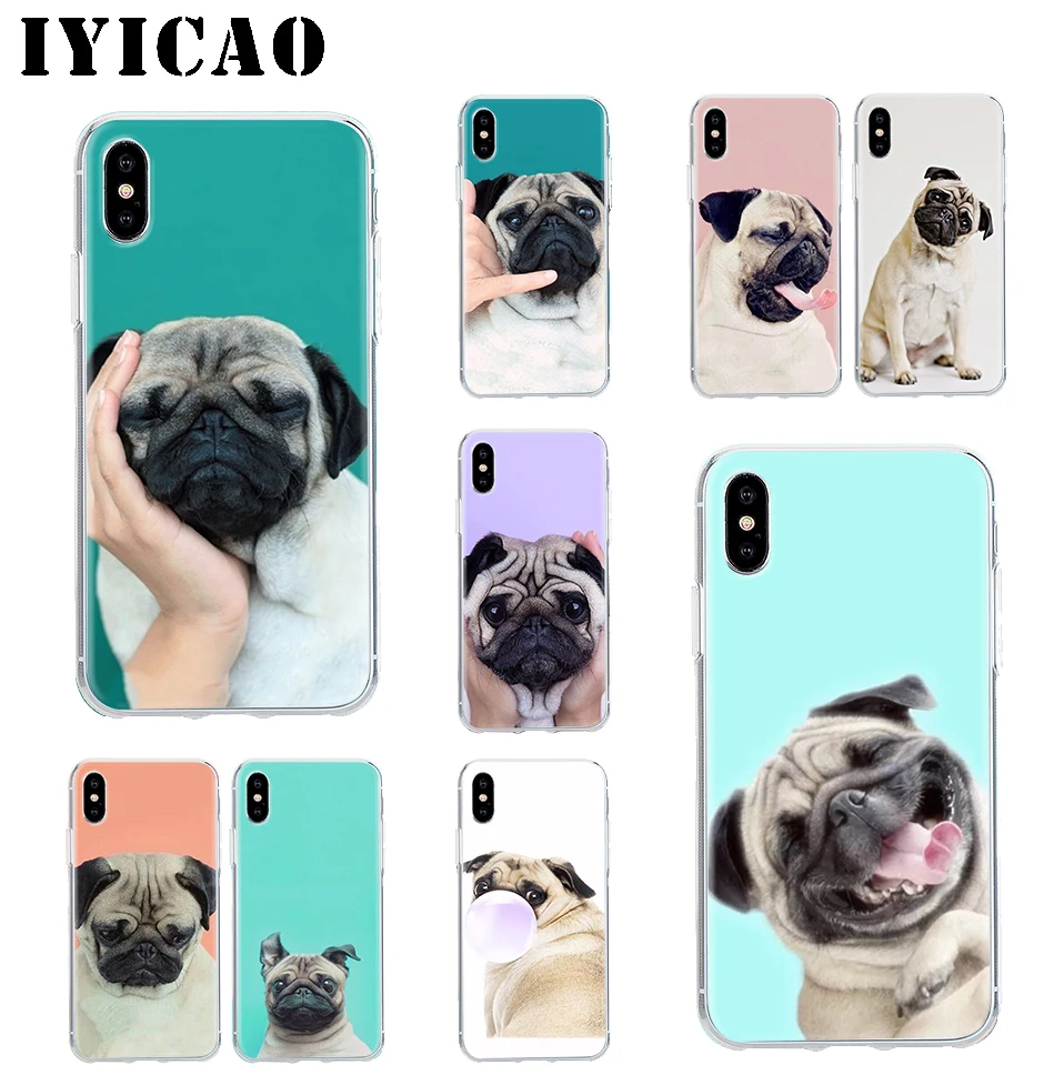 IYICAO животное милый мопса жесткий чехол для iPhone 4 4S 5 5S Se 6 7 7plus 8 8Plus X XS MAX XR 6s Plus 11 pro