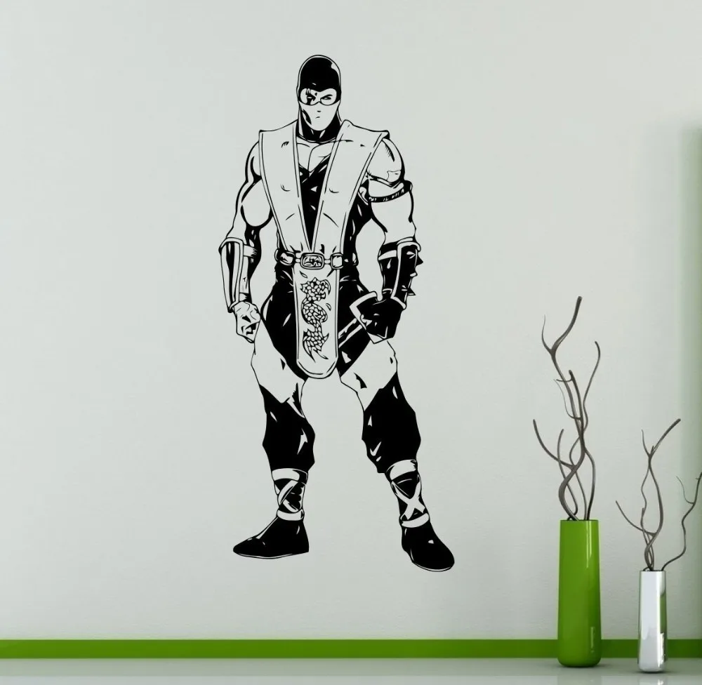 Борьба игры Mortal Kombat настенные арт дизайн Съемный Виниловый водонепроницаемый