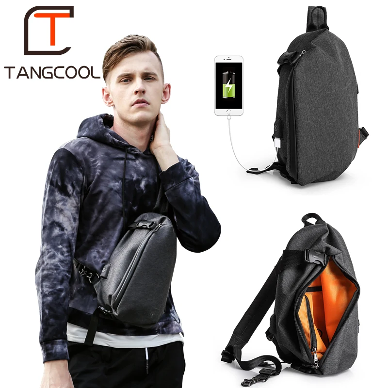 Сумка мессенджер Tangcool мужская с USB зарядкой и защитой от кражи|Сумки-кроссбоди| |