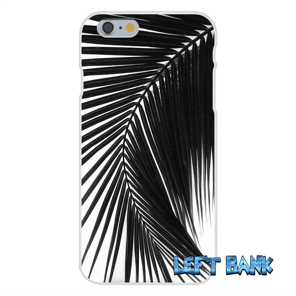 For Samsung Galaxy Note 3 4 5 S4 S5 MINI S6 S7 edge Black white palm leaves trees Art Soft Silicone TPU Transparent Case |