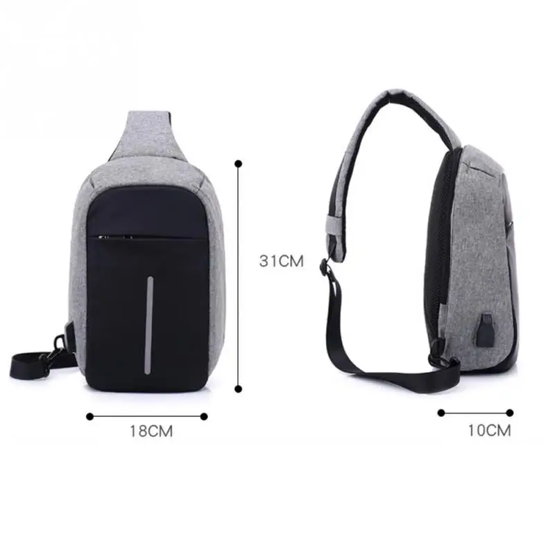 The New Waterproof Anti-Theft Chest Bag Hide Zipper Briefcase Charging Messenger Bag
