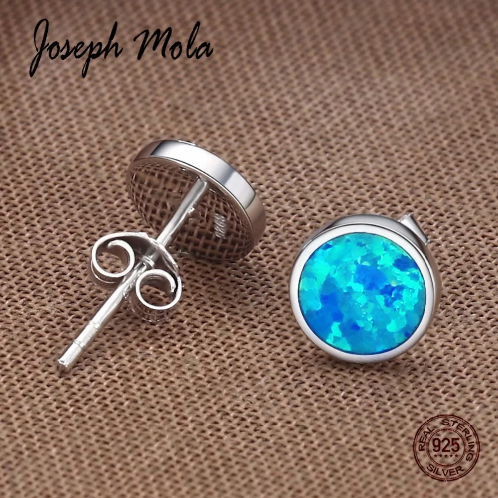 Joseph Mola 925 серебро светло-голубой фиксированный Halo CZ камень тонкие серьги гвоздики