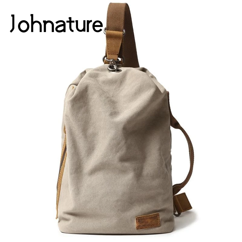Мужская винтажная Холщовая Сумка Johnature водонепроницаемая сумка через плечо для