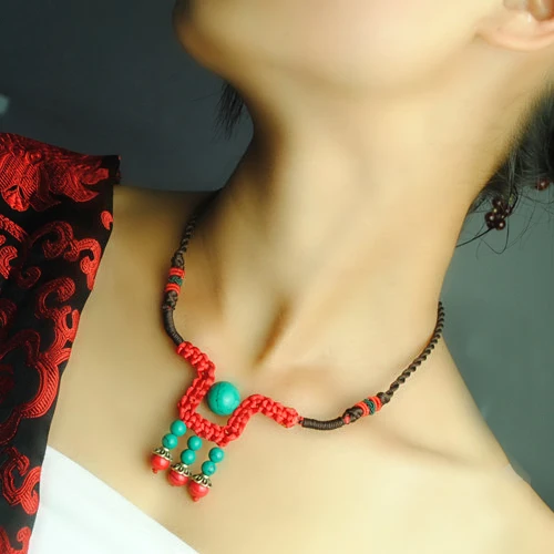 Экзотическая бижутерия ручной работы модное винтажное ожерелье-чокер красное