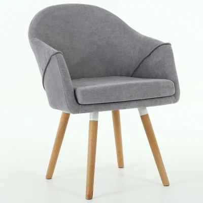 style A light grey Простой нордический тканевый компьютерный стул балкон из твердой древесины, повседневный обеденный стул, модный стол, стул для Конференции, приемный стул - Цвет: style A light grey