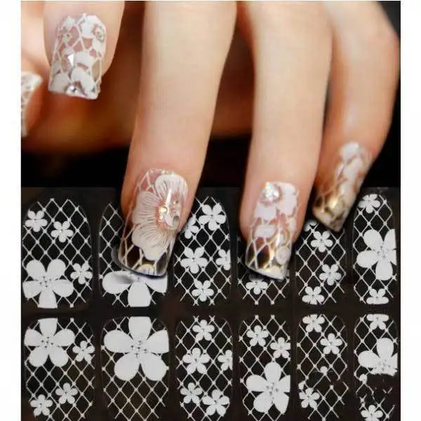 BuyGenton 9-16 Transparent White Lace Crystal DIY Nail Sticker | Дом и сад