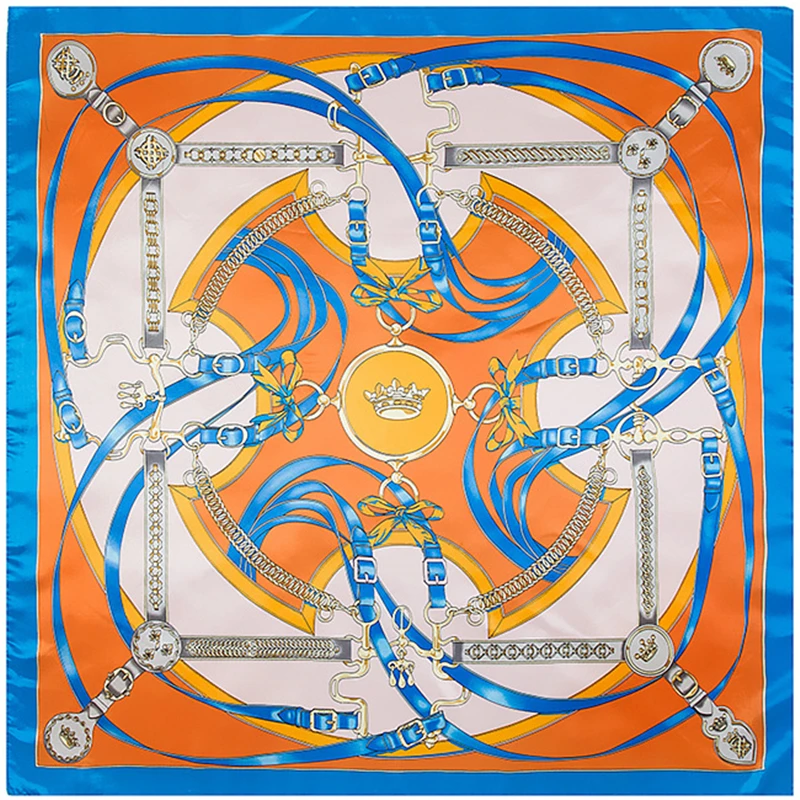 Женский шелковый шарф с цепочкой 90x90 см|blanket scarf|brand silk scarfsilk brand scarf |