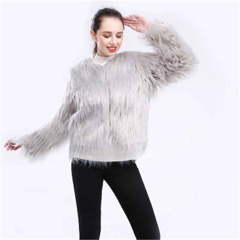 new autumn winter women's large size fur coat loose faux Fur Coats warm fake fur Outerwear female fur jackrts J910