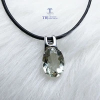 tbjsimple and elegant pendant with natural green amethyst gemstone in 925 sterling silver fine jewelry for women lady as gift