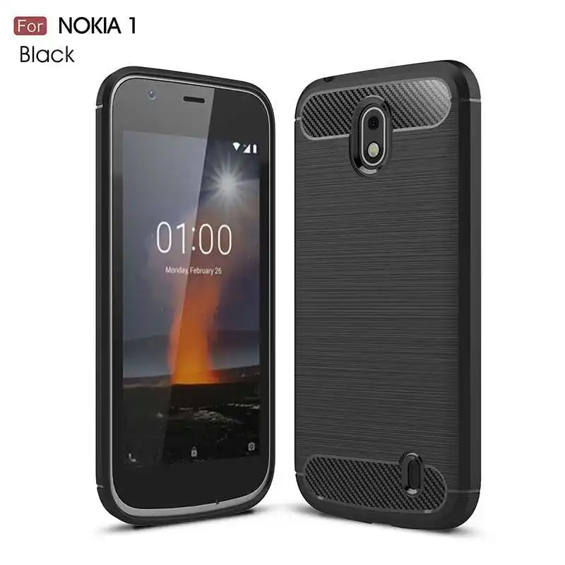Модный Ударопрочный Мягкий силиконовый чехол Mokoemi 4," для Nokia 1, чехол для телефона Nokia 1 - Цвет: Black