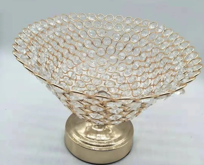 Kitchen accessories golden Oval Crystal Fruit tray was wedding holiday decorations household table decoration | Дом и сад