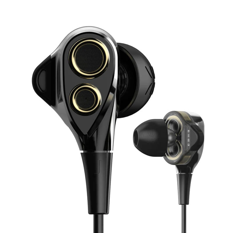 Rukz DT6 двойной динамический Динамик Hi-Fi наушники с микрофоном для XIAOMI смартфон в