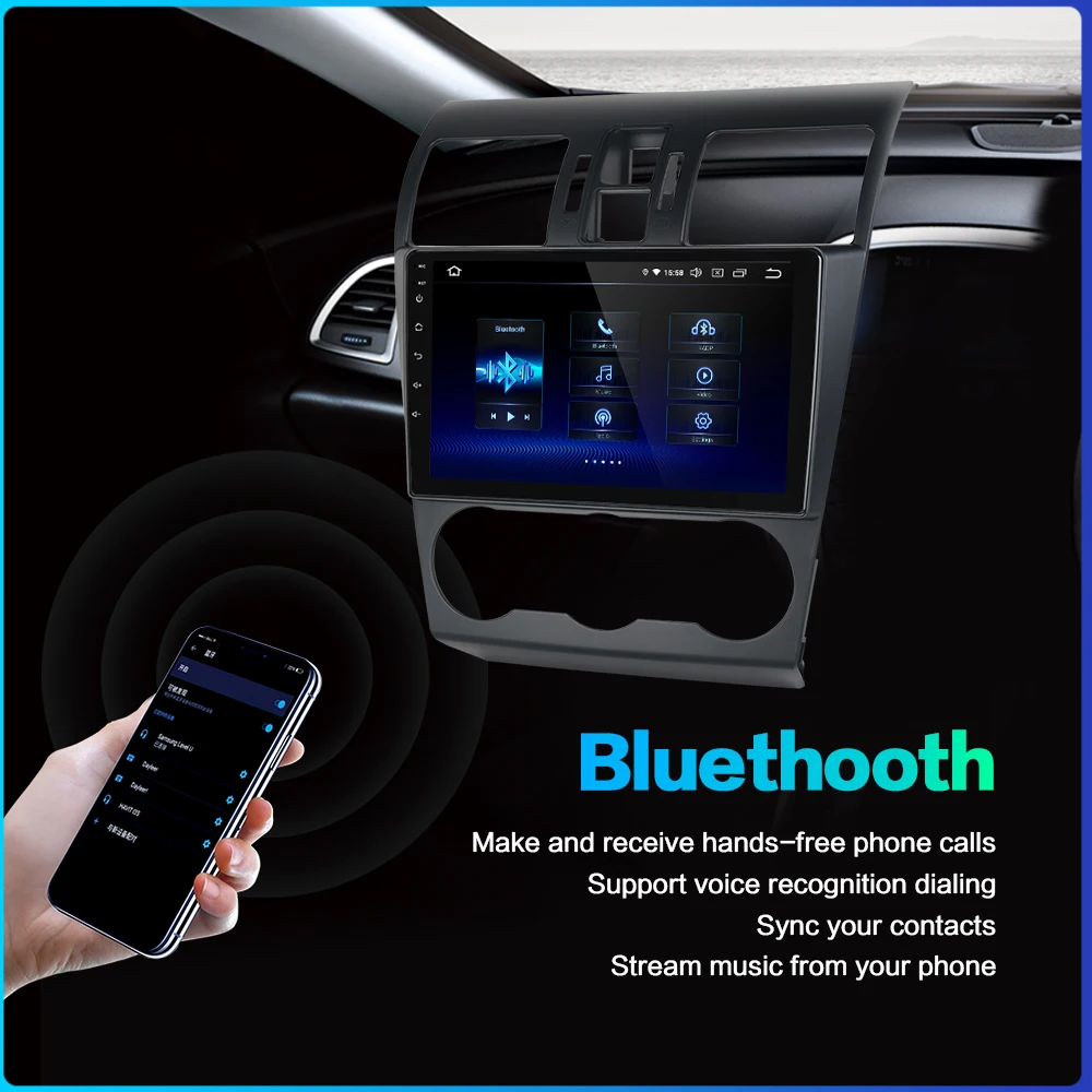 Fongent 1 din Radio Car Android 9.0 for Subaru forester 2013 WRX VX Vehlce 9" IPS Multi Touch Screen Autoradio