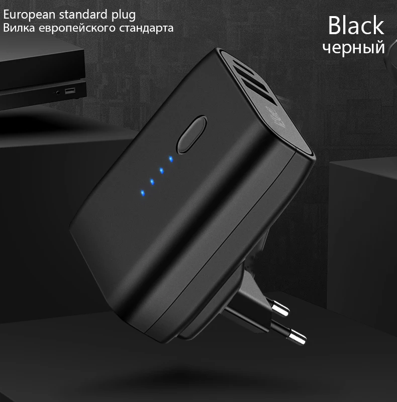 VVKing 5000 мАч зарядное устройство 2 USB зарядное устройство 2 в 1 складная вилка EU/US Быстрая зарядка 2.4A для iPhone huawei samsung LG USB зарядное устройство