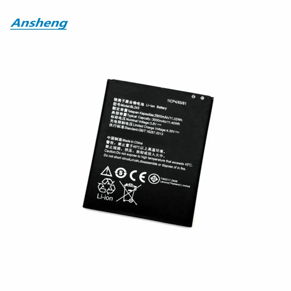 Ansheng высокое качество 2900 мАч BL243 батарея для Lenovo K3 Note K50-T5 A7000 A5500 A5600 A7600 | Мобильные