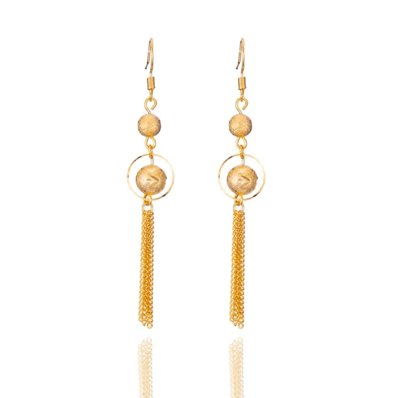 1Pair Fashion Jewelry five-pointed Star Tassel Earring Hypoallergenic Long-lasting Color Plated Gold Earrings Sand Women's | Украшения