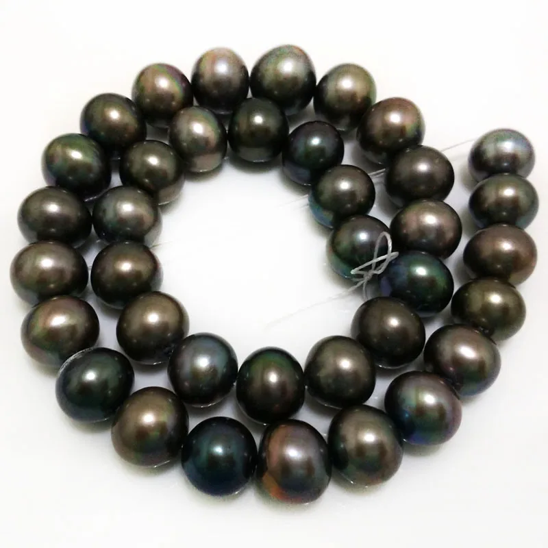 melhor 16 Polegadas 12-13mm Aa + Alto Brilho Preto Natural Real Pérola Redonda Solta Costa