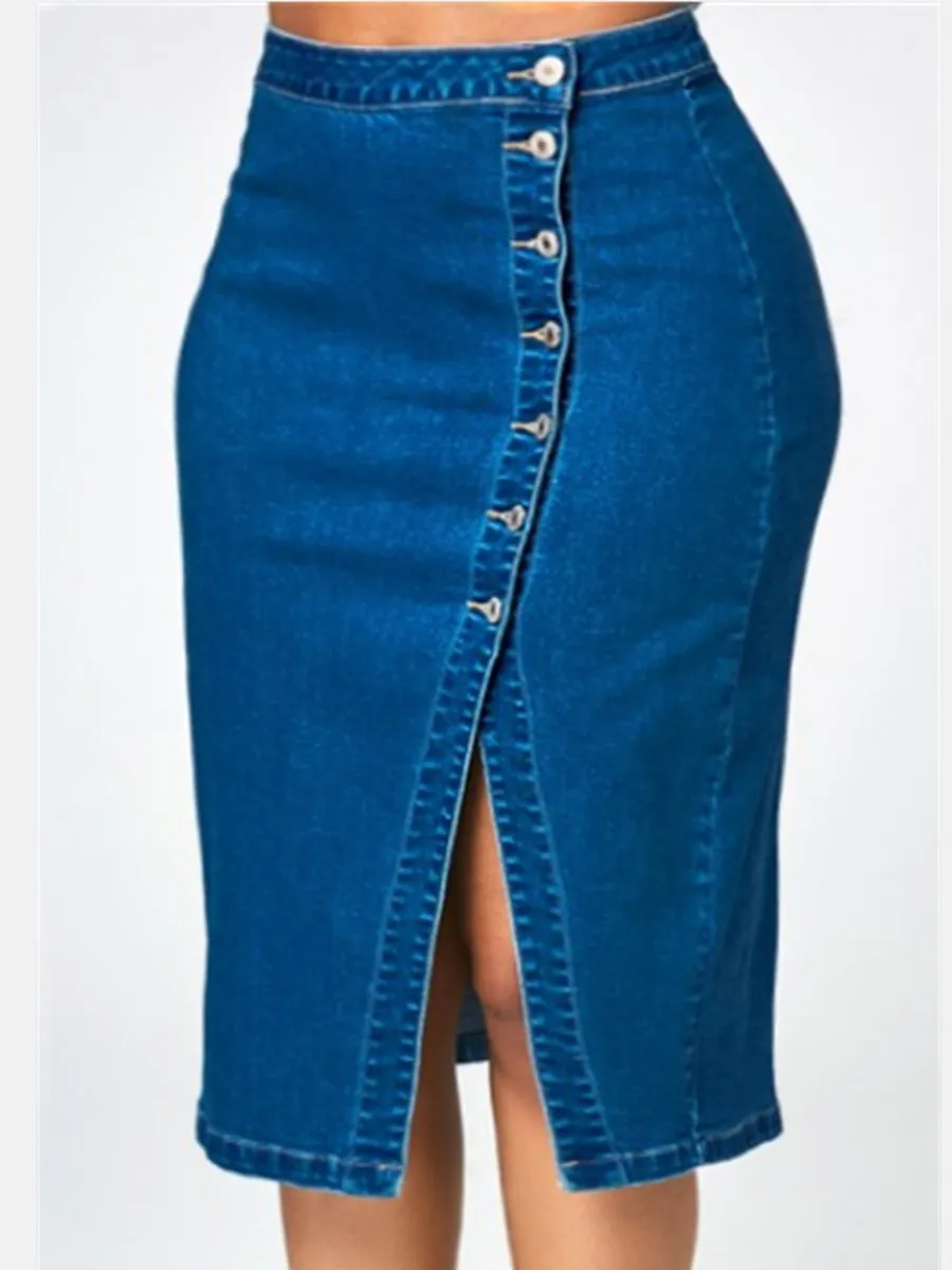 2019 Women Blue Denim Skirt Plus Size Bodycon Pencil High Waisted Club Jeans Skirts | Женская одежда