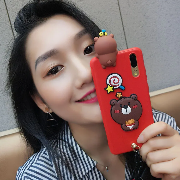 For Huawei P20 3D minnie case Cute Bear Doraemon Soft back cover for Hauwei / lite (nove 3e) pro cases + straps |