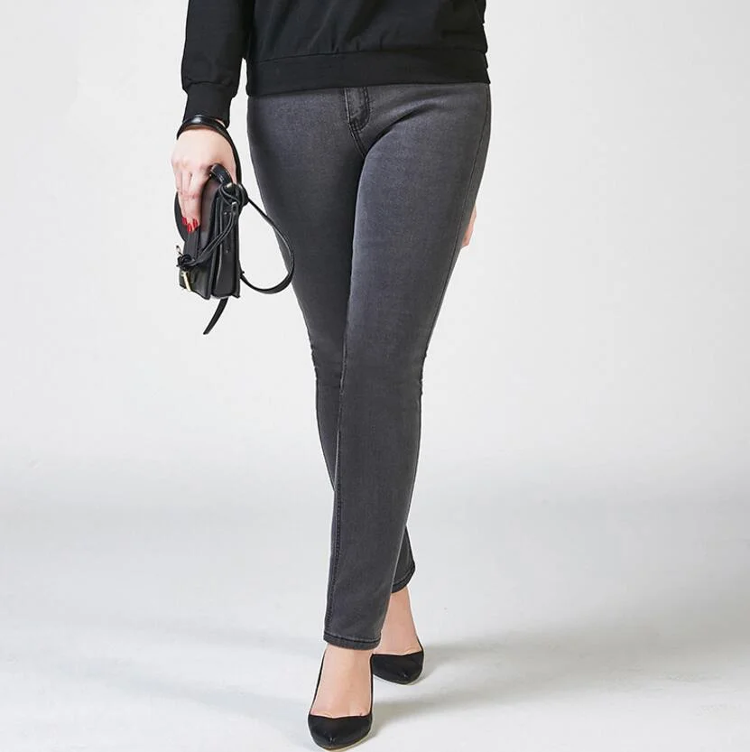 Plus velvet thick warm jeans High waist pants winter Jeans Size women's clothing Elastic slimming |